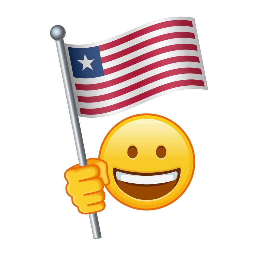 emoji com Libéria bandeira ampla Tamanho do amarelo emoji sorrir vetor