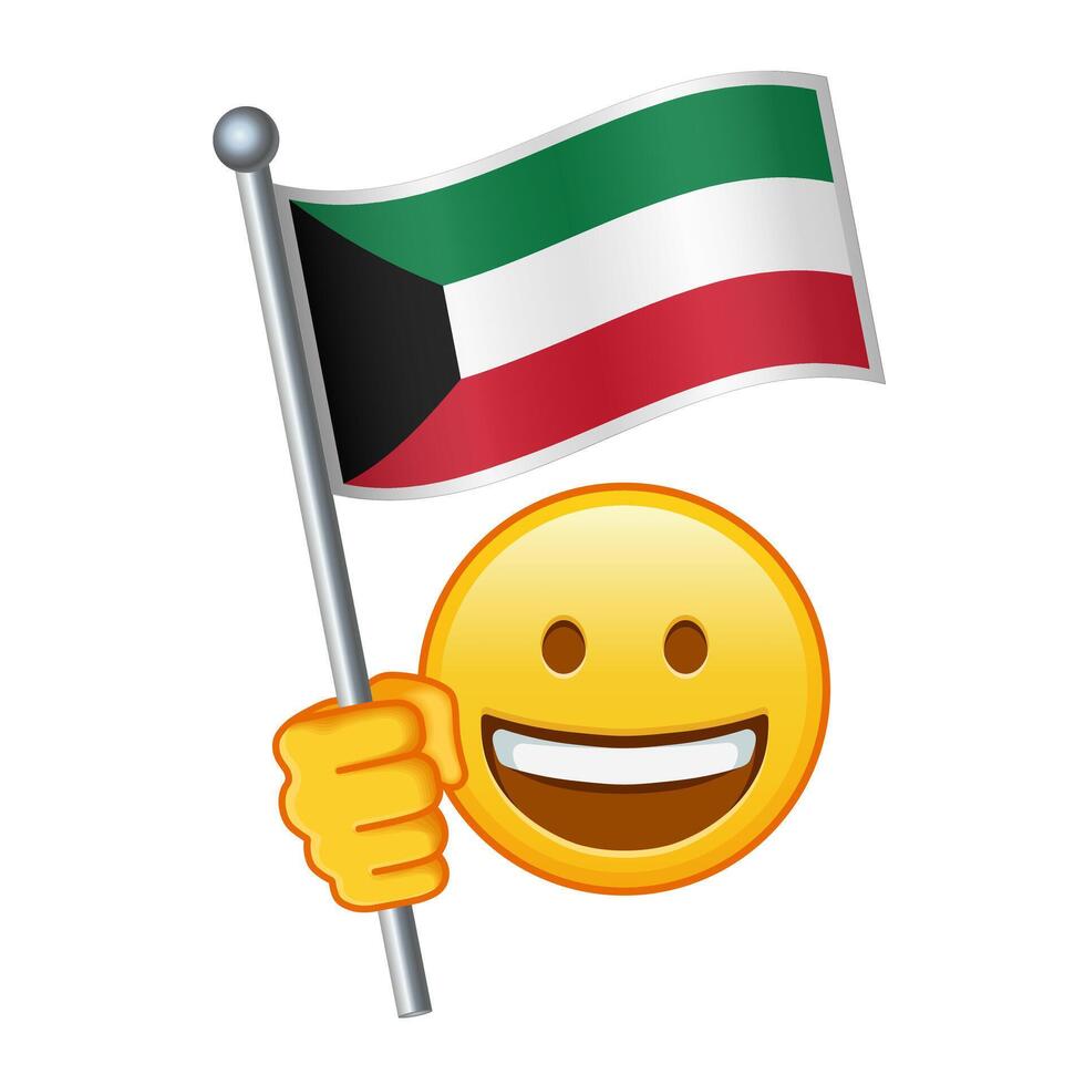 emoji com Kuwait bandeira ampla Tamanho do amarelo emoji sorrir vetor