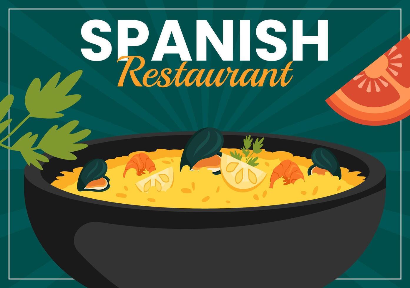 espanhol restaurante social meios de comunicação fundo plano desenho animado mão desenhado modelos ilustração vetor