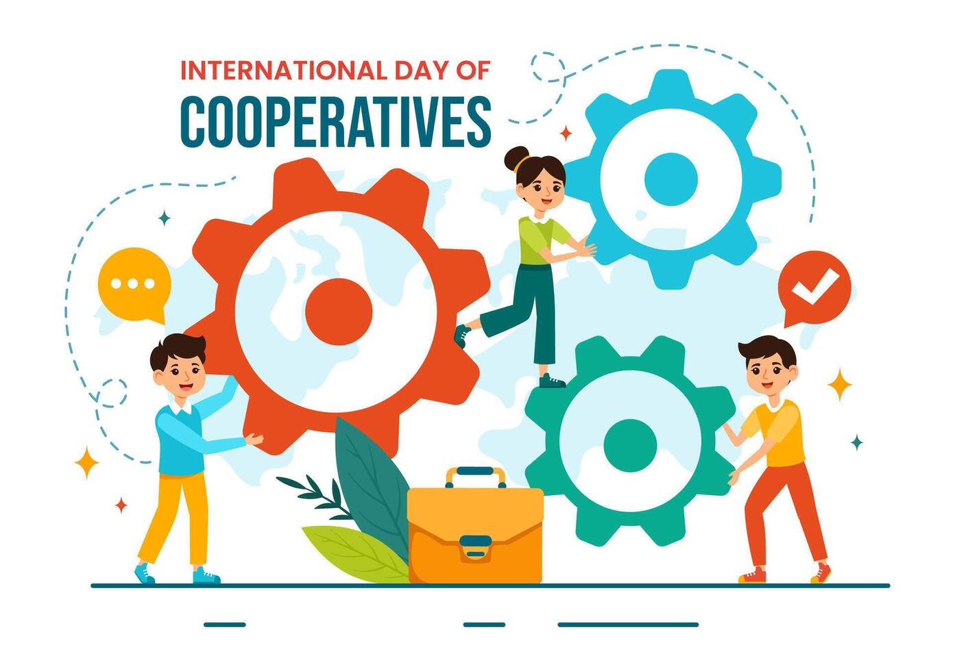internacional dia do cooperativas vetor ilustração em 6 Julho com pessoas para a complementar metas do a Unidos nações dentro plano fundo