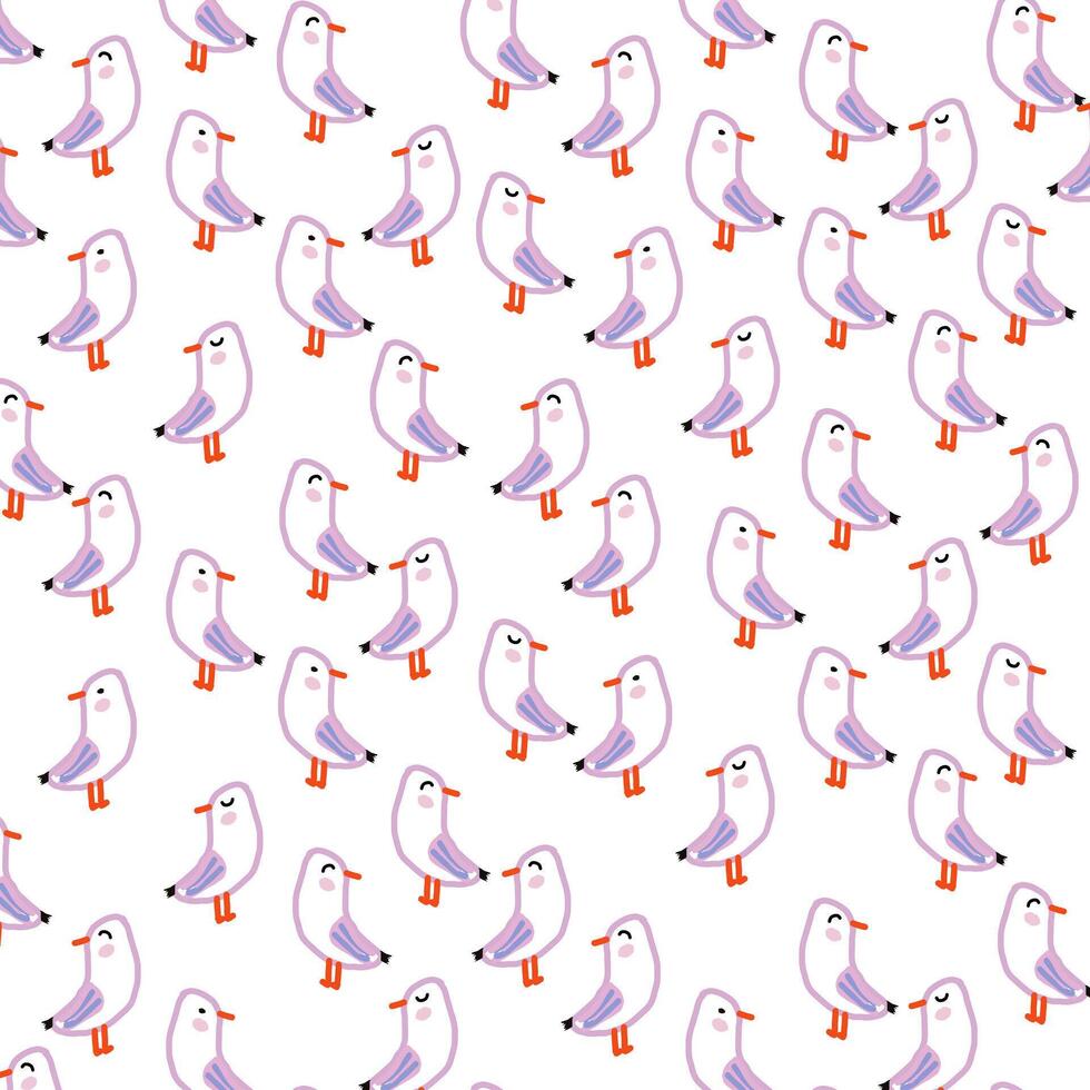 a imagem consiste do uma impressão ou padronizar do gaivotas desenhado só com linhas, sem o preenchimento vetor