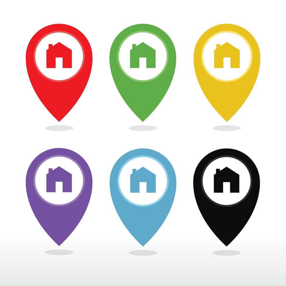 ícone de sinal de casa de ponteiro de mapa. símbolo de marcador de localização em casa. vetor