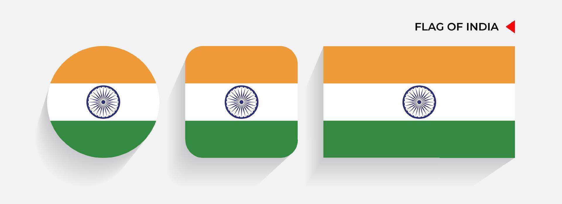 Índia bandeiras arranjado dentro redondo, quadrado e retangular formas vetor