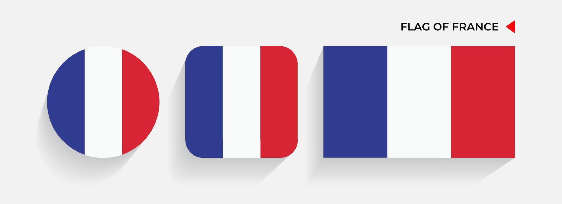 França bandeiras arranjado dentro redondo, quadrado e retangular formas vetor
