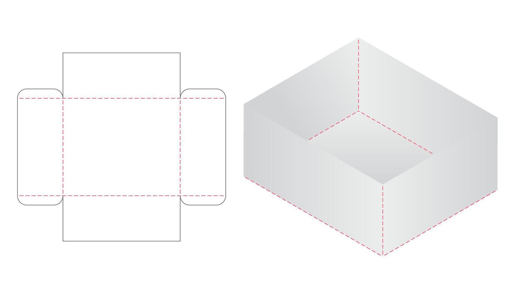 design de modelo cortado de embalagem de caixa. Maquete 3D vetor