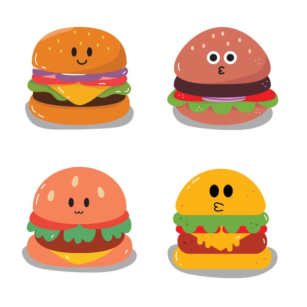 vetor ilustração do uma hambúrguer.burguer queijo ícone conjunto desenho animado.