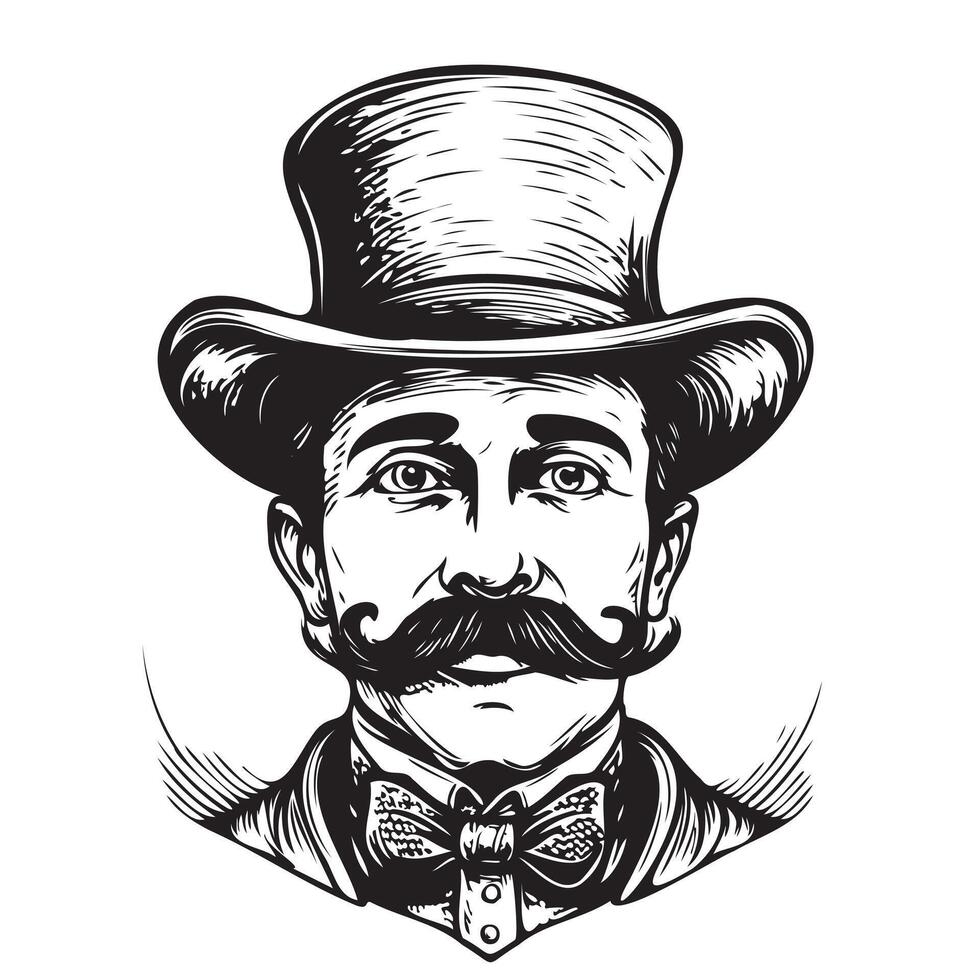 retrato do a Inglês cavalheiro com uma bigode vetor