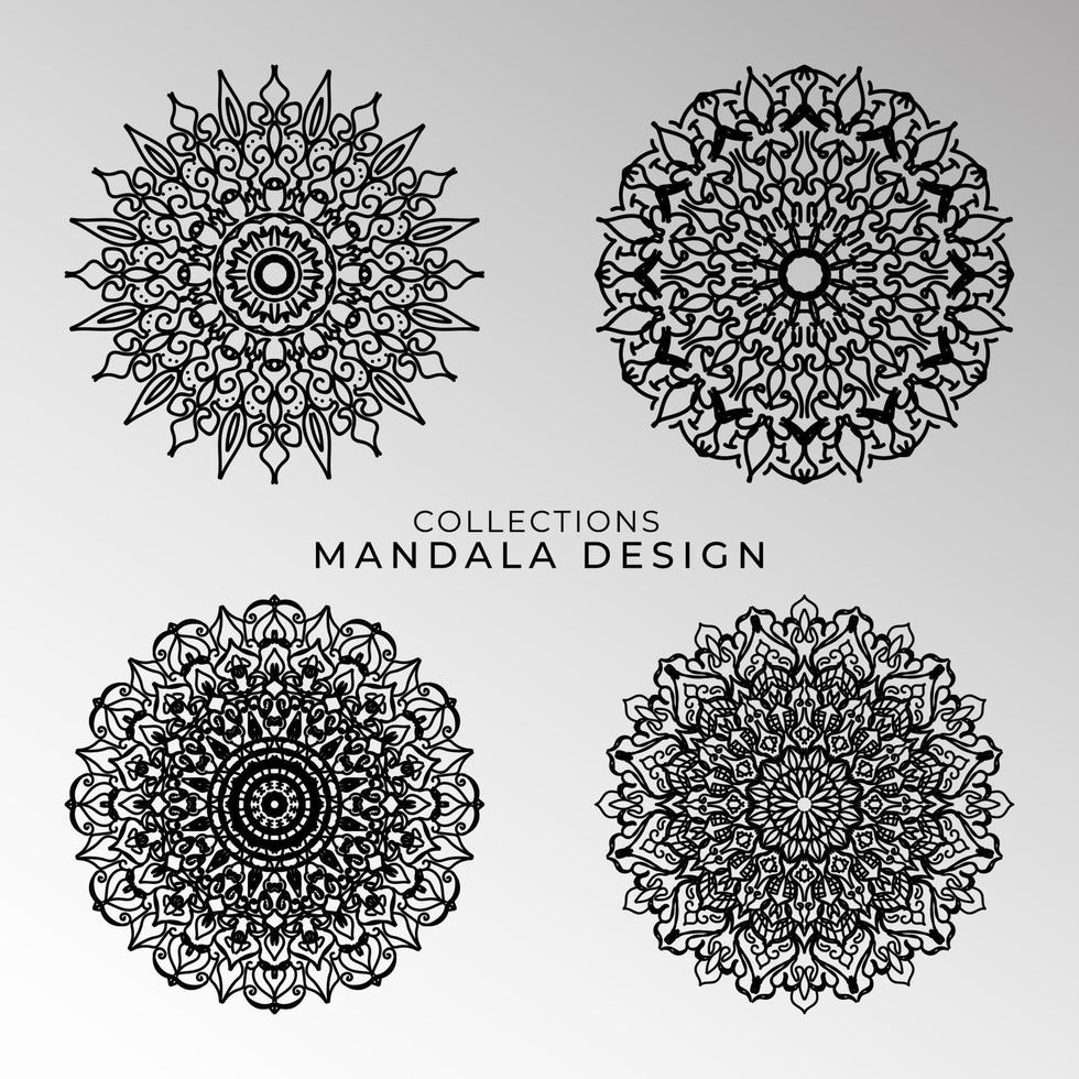 coleções padrão circular em forma de uma mandala para henna, mehndi, tatuagens, decorações. decoração decorativa em estilo oriental étnico. página do livro para colorir. vetor