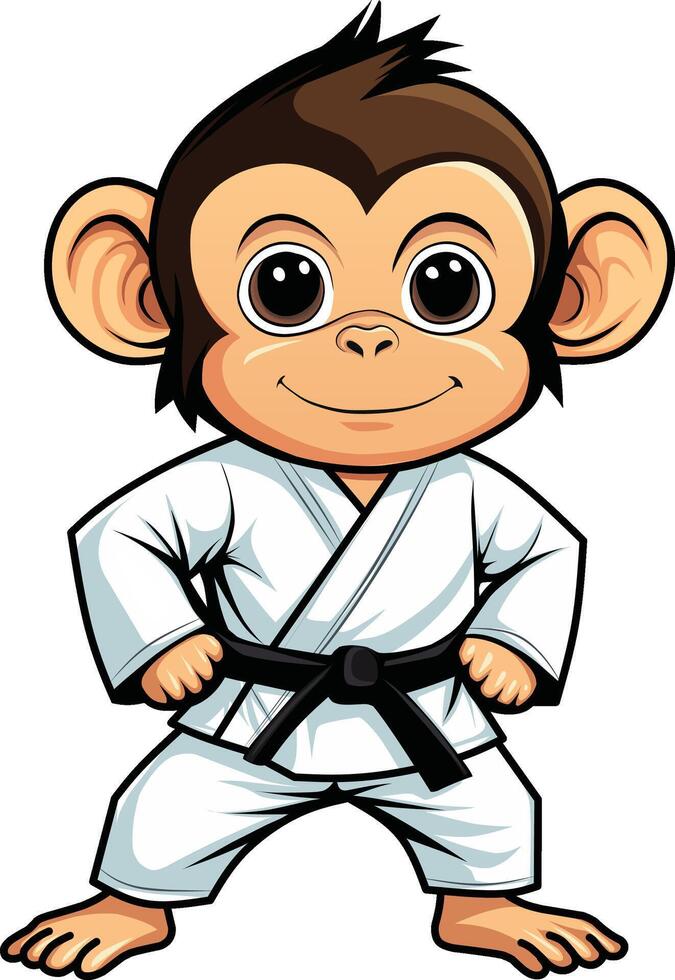 macaco marcial artes karatê personagem vetor
