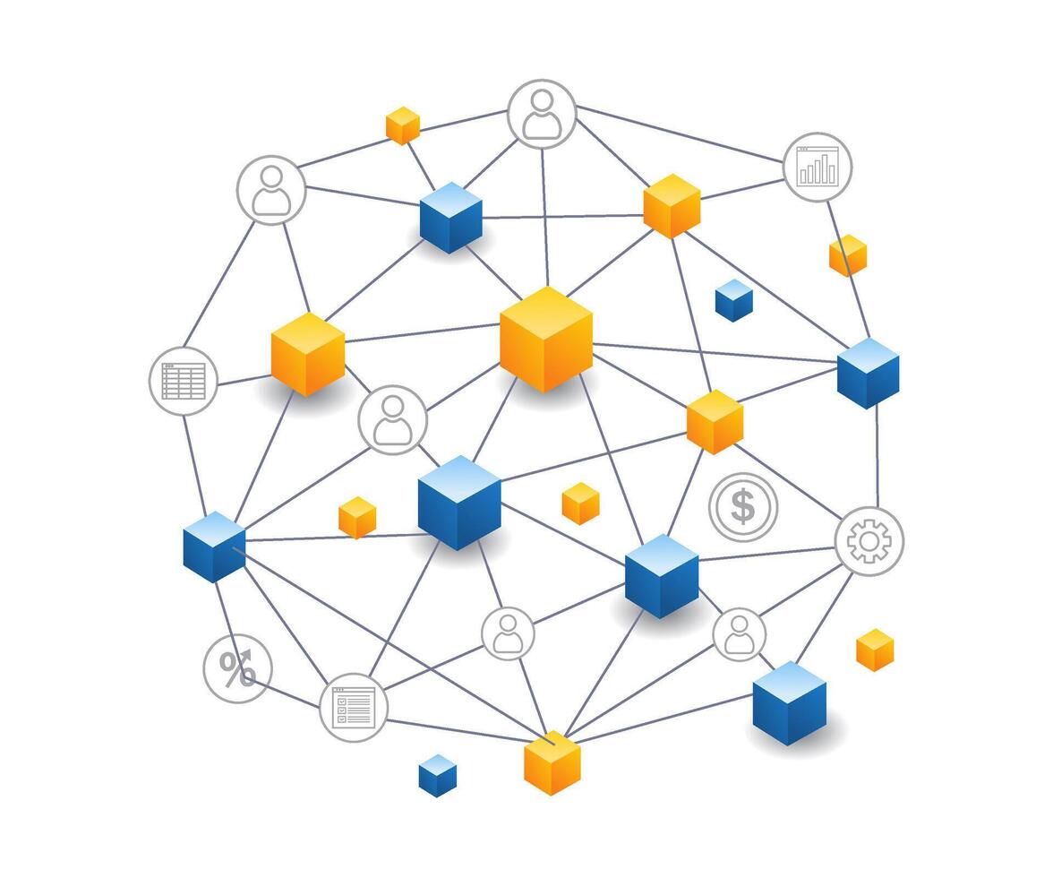 blockchain tecnologia o negócio rede vetor