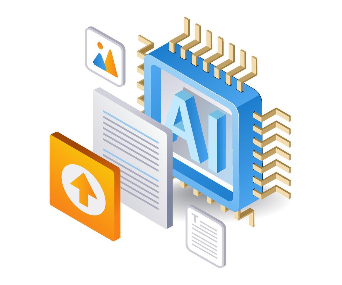 artificial inteligência crio dados plano isométrico 3d ilustração vetor