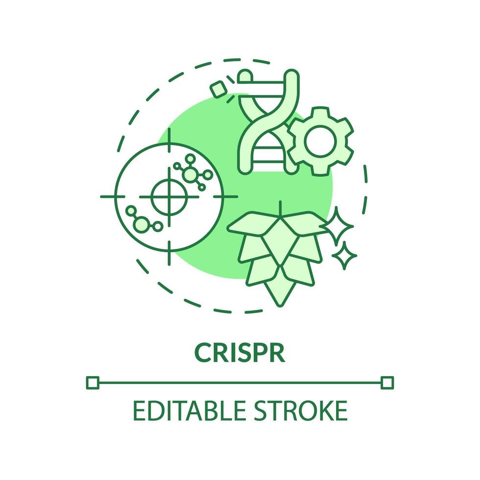 crispr verde conceito ícone. dna recombinação, sintético biologia. gene Bioengenharia. volta forma linha ilustração. abstrato ideia. gráfico Projeto. fácil para usar dentro artigo, blog postar vetor