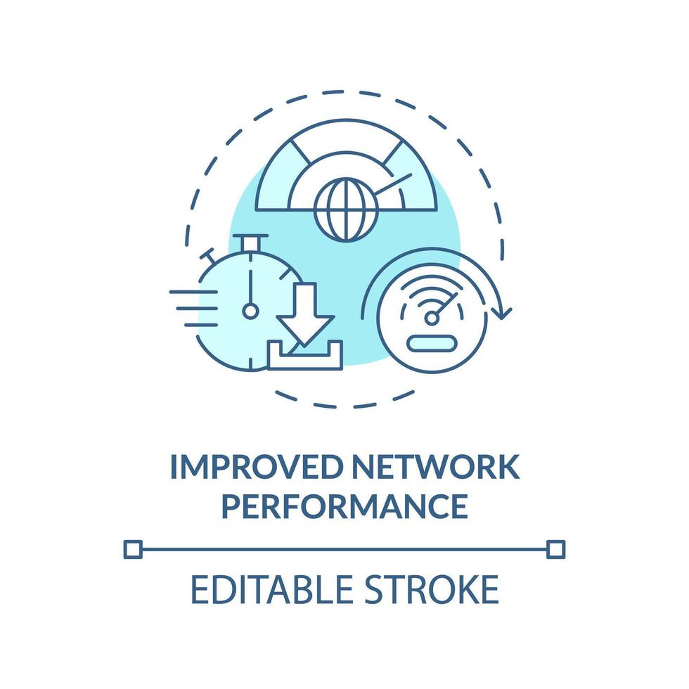 rede desempenho suave azul conceito ícone. Internet conexão monitoramento. registro analisando, processo melhoria. volta forma linha ilustração. abstrato ideia. gráfico Projeto. fácil para usar vetor
