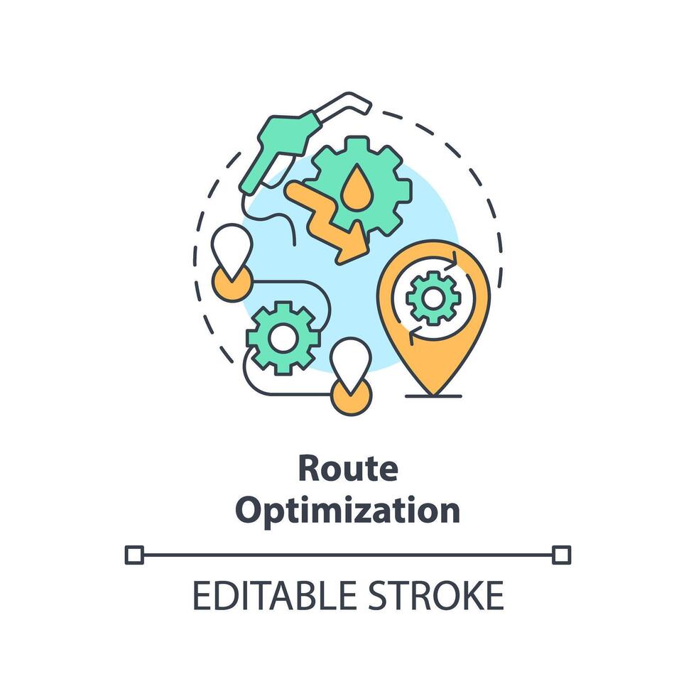 rota otimização multi cor conceito ícone. operacional custos reduzir. combustível consumo gerenciamento. volta forma linha ilustração. abstrato ideia. gráfico Projeto. fácil para usar dentro infográfico vetor