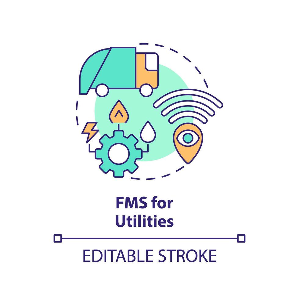 fms para Serviços de utilidade pública multi cor conceito ícone. público transporte, cidade a infraestrutura. volta forma linha ilustração. abstrato ideia. gráfico Projeto. fácil para usar dentro infográfico, apresentação vetor