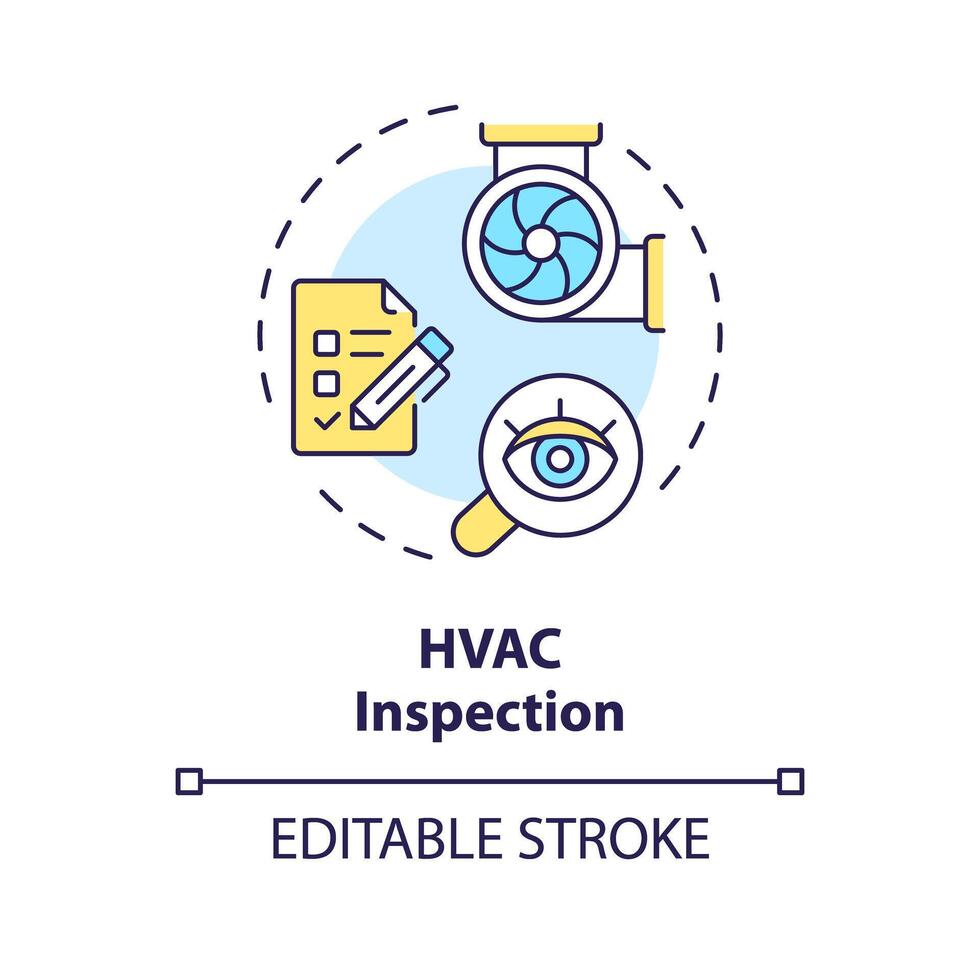 hvac inspeção multi cor conceito ícone. regular checkups para ventilação sistema. segurança padrões. volta forma linha ilustração. abstrato ideia. gráfico Projeto. fácil para usar dentro promocional material vetor