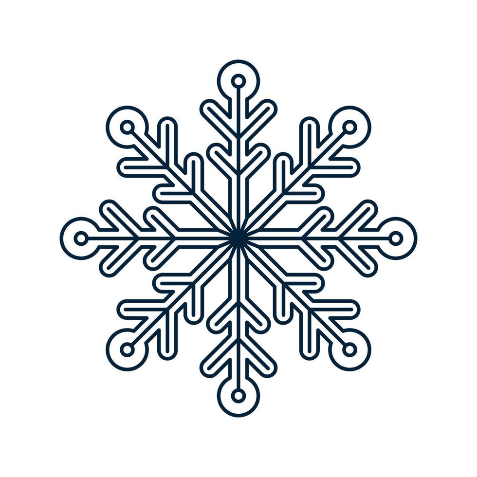 pictograma de floco de neve. símbolo tradicional de natal e inverno para logotipo, web, impressão, adesivo, emblema, design e decoração de cartão de saudação e convite vetor