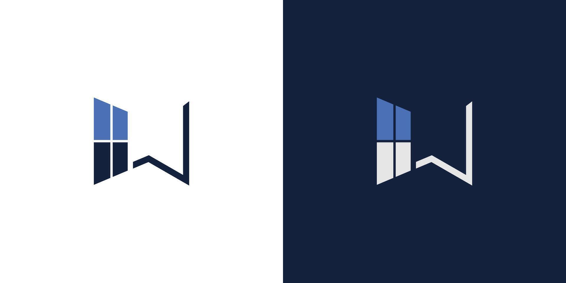 único e moderno W janela logotipo Projeto vetor