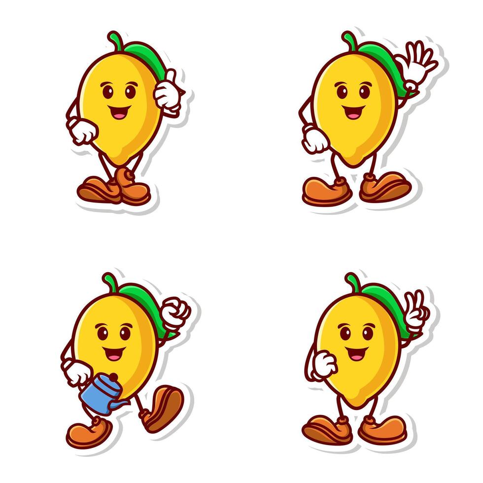 conjunto vetor fofa desenho animado personagem do amarelo limão isolado