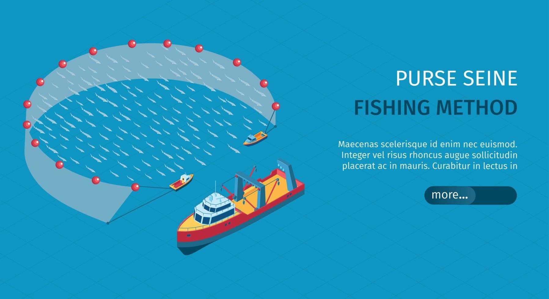 banner isométrico de pesca comercial vetor