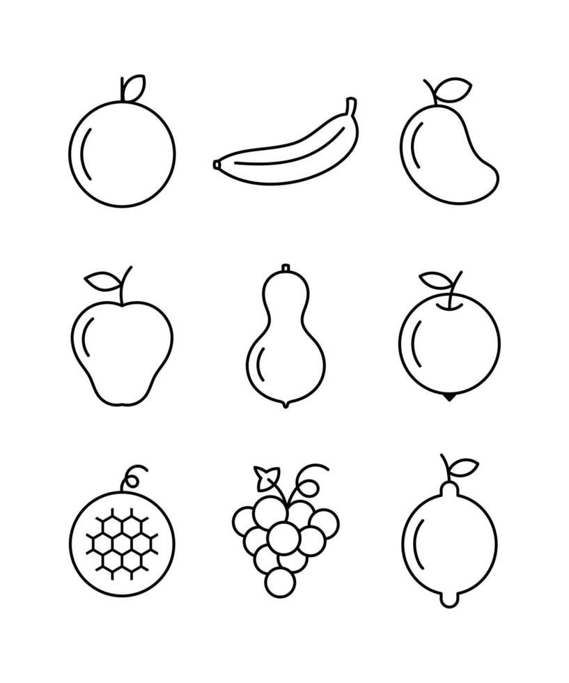 fruta linha arte ilustração Projeto vetor