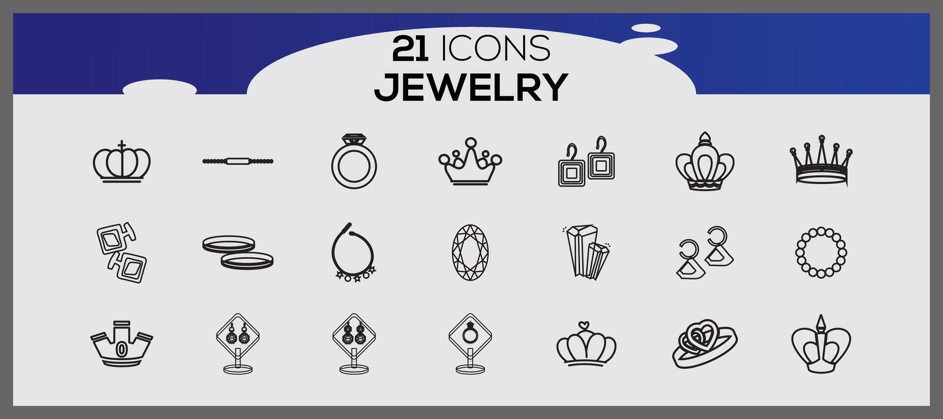 vetor precioso jóias ícone conjunto jóias 21 linha ícone pacote joalheria e gemas linha vetor ícones