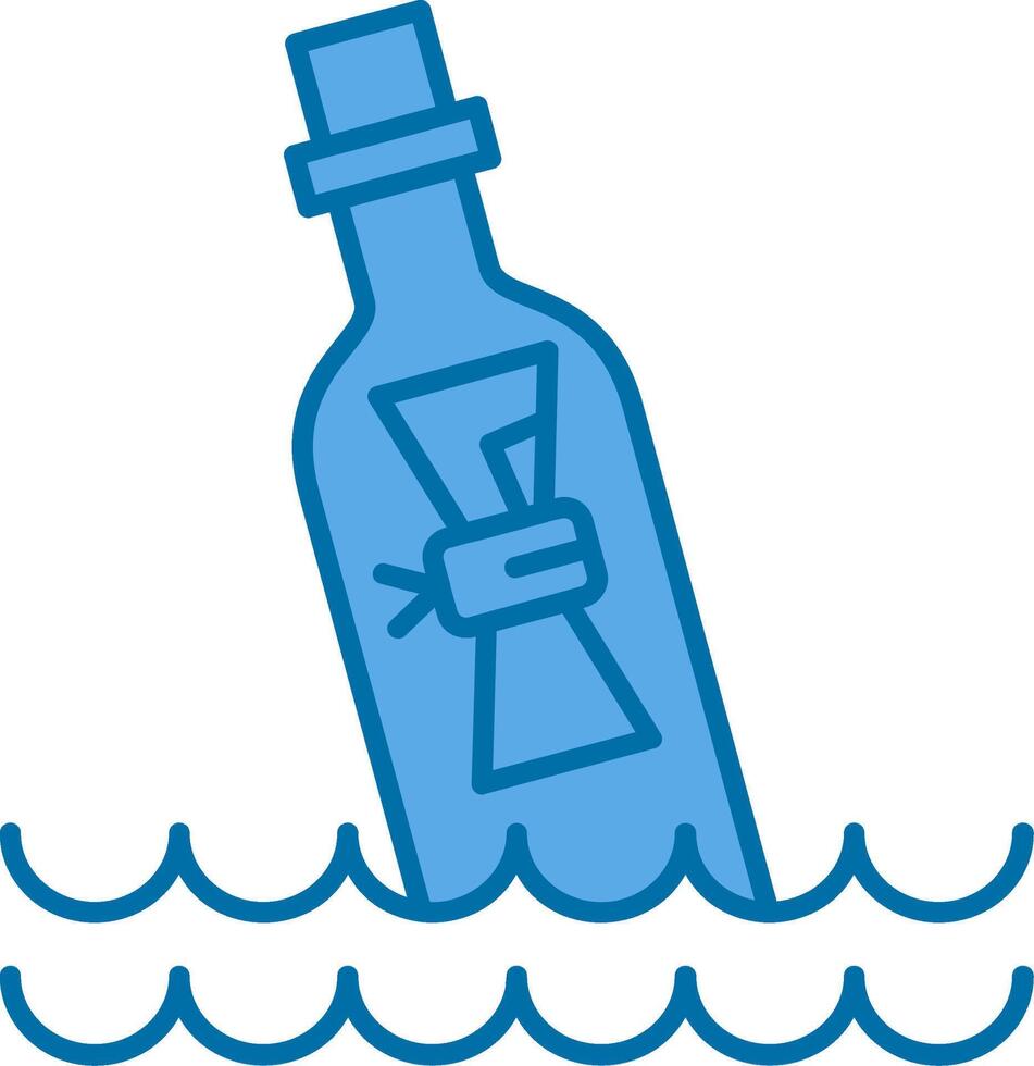 mensagem dentro garrafa preenchidas azul ícone vetor