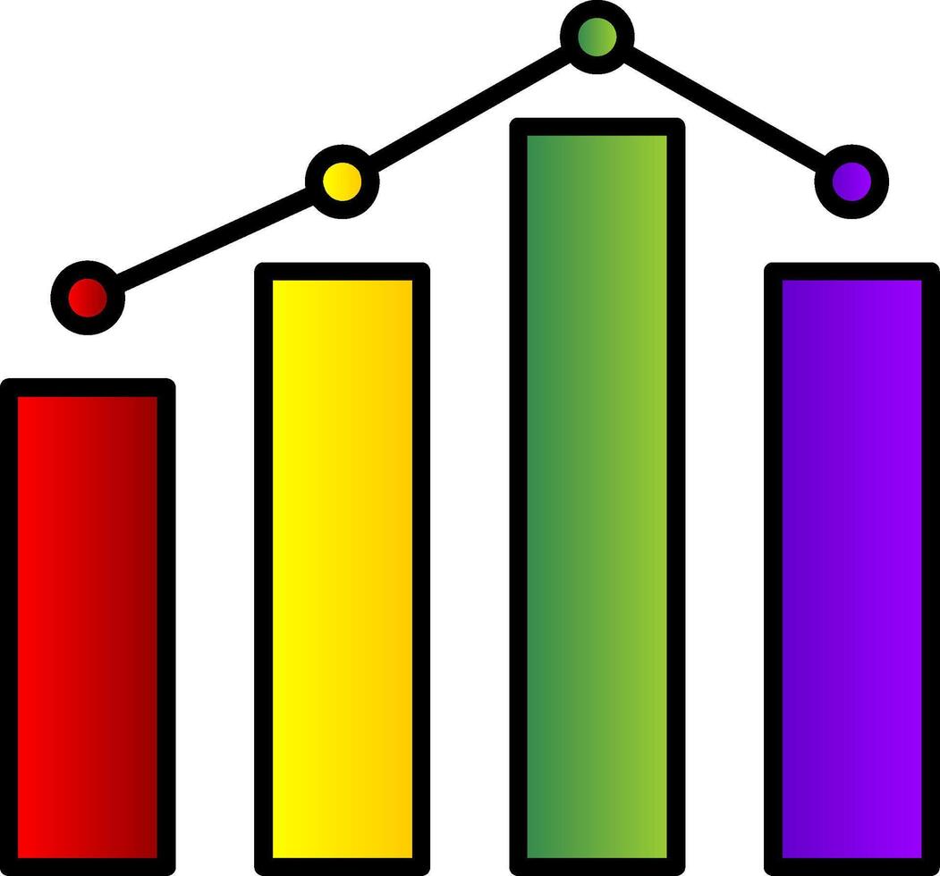 gráfico linha preenchidas gradiente ícone vetor