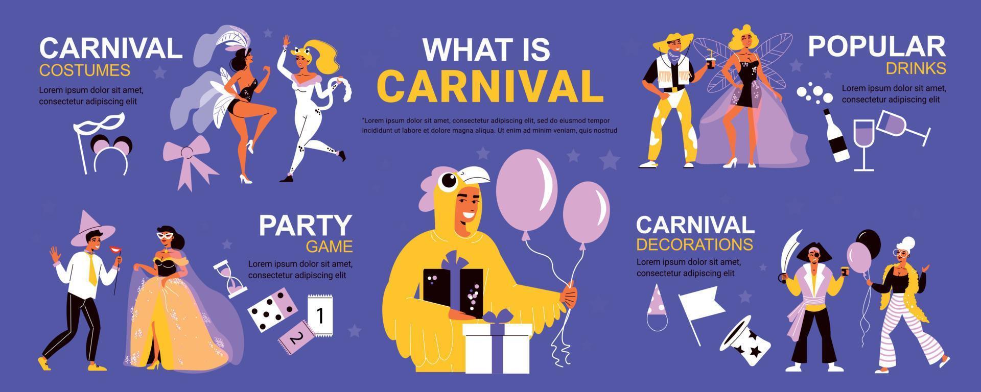 infográficos de festa de carnaval corporativo vetor