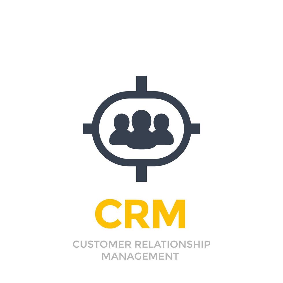 crm, ícone de gerenciamento de relacionamento com o cliente em branco vetor