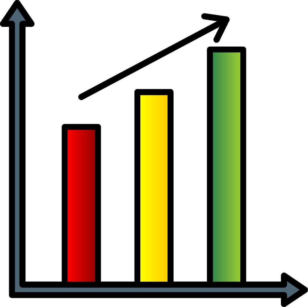 Barra gráfico linha preenchidas gradiente ícone vetor