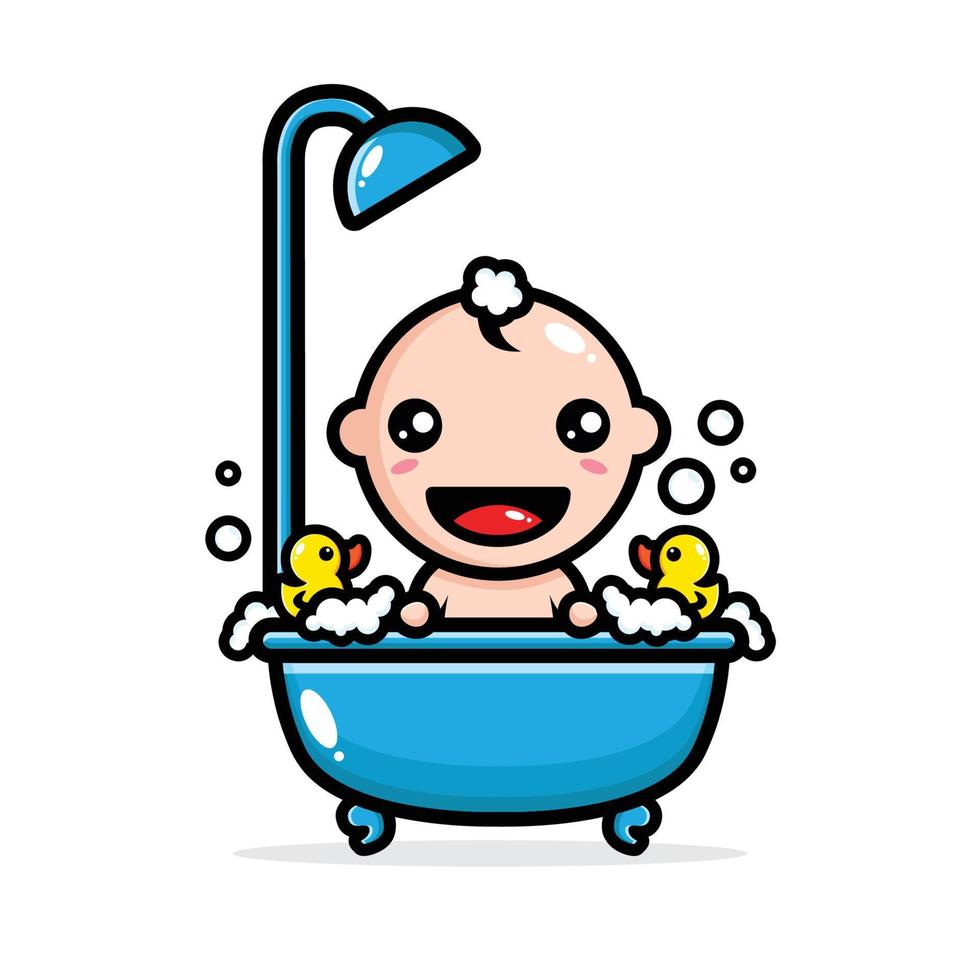 desenho vetorial de um bebê tomando banho vetor