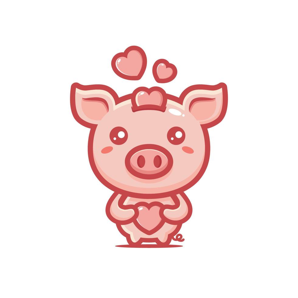desenho vetorial de um porco com amor vetor