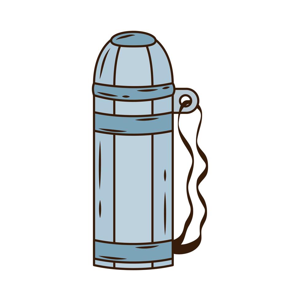 ícone de estilo isolado de garrafa térmica de acampamento vetor