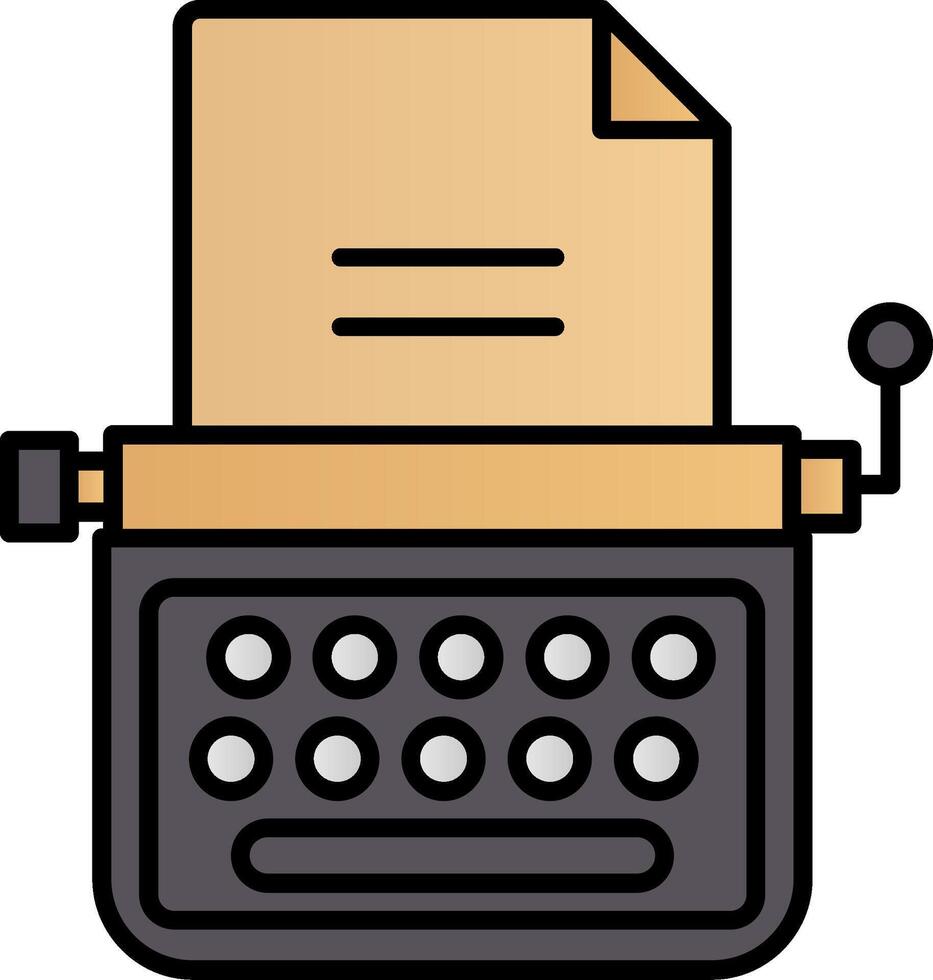 máquina de escrever linha preenchidas gradiente ícone vetor
