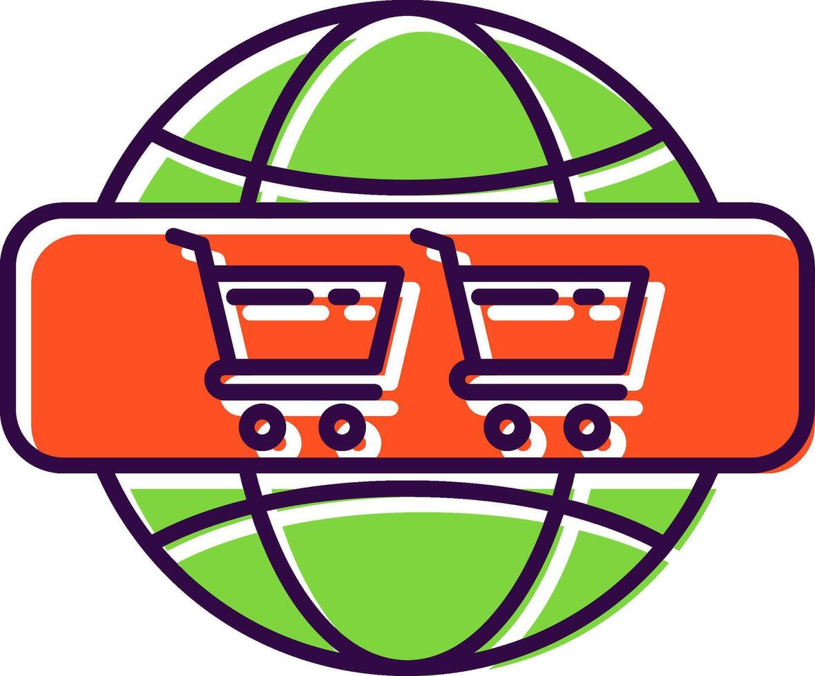 conectados compras preenchidas ícone vetor