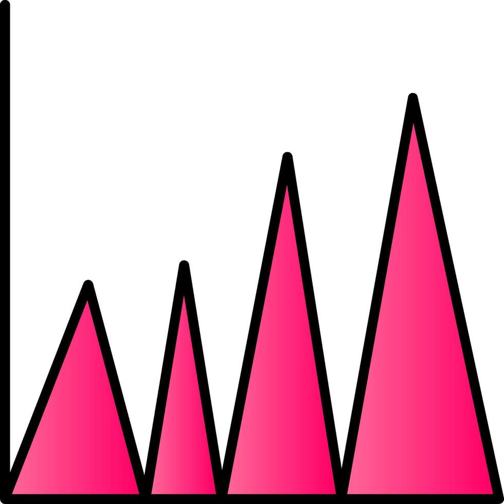 gráfico linha preenchidas gradiente ícone vetor