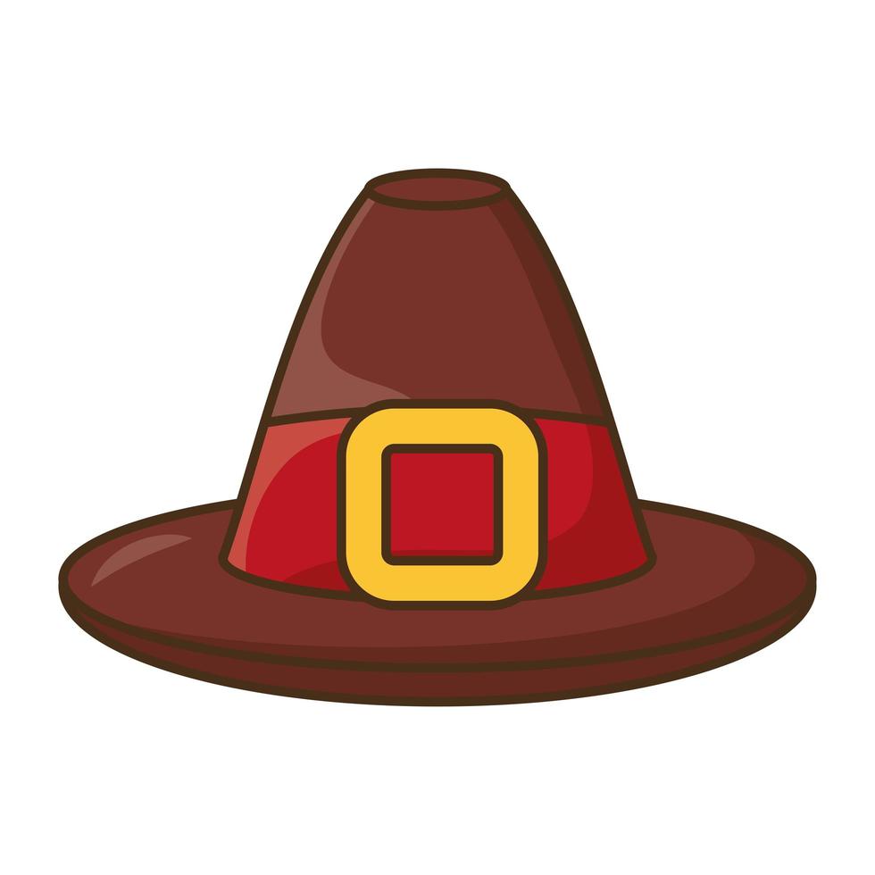 ícone de acessório de ação de graças de chapéu de peregrino vetor