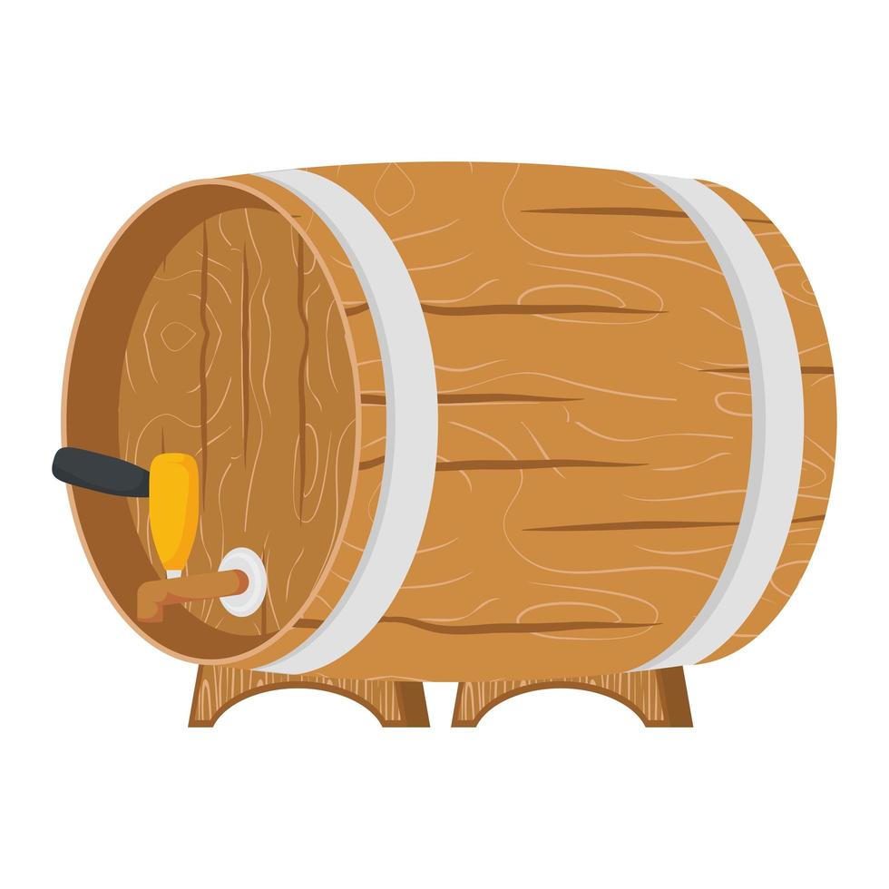 ícone isolado de barril de madeira de cerveja vetor