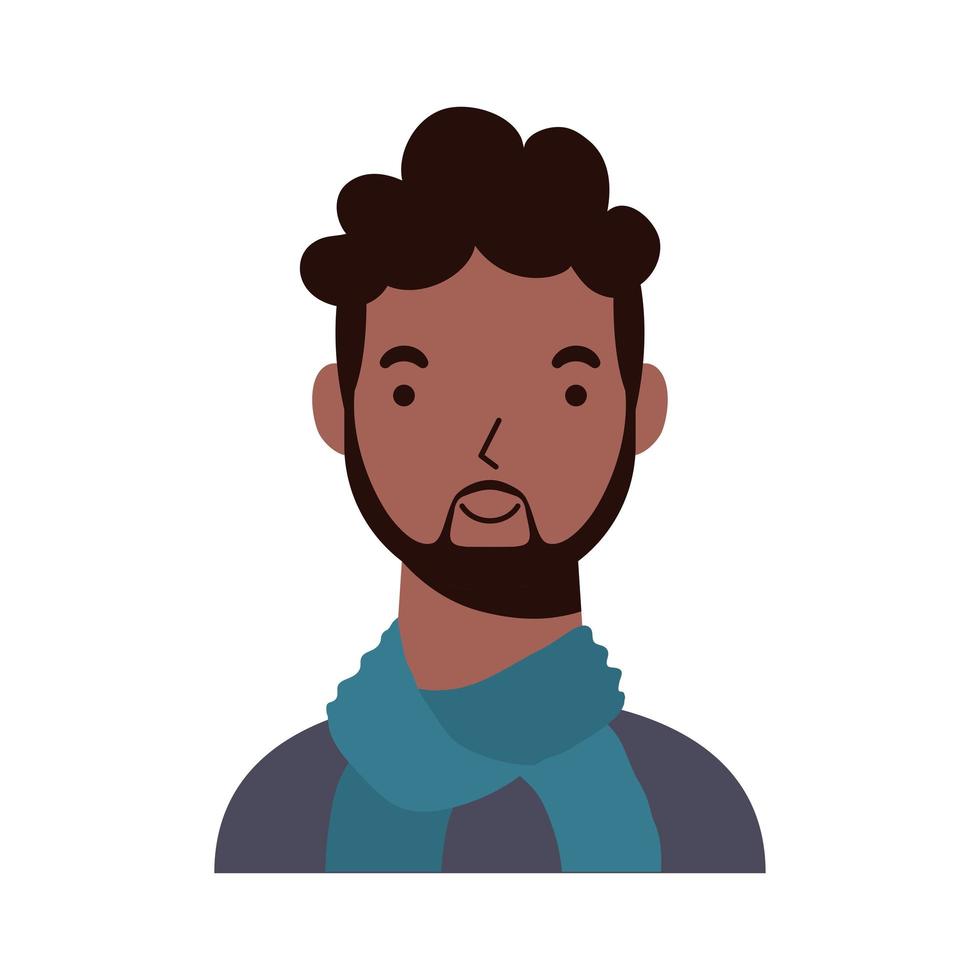 homem afro-étnico com ícone de personagem de barba vetor