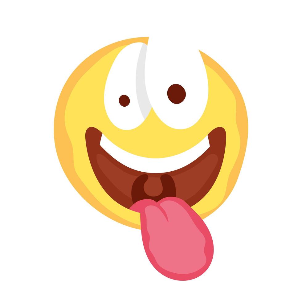 cara de emoji maluca com ícone do dia dos tolos com a língua de fora vetor