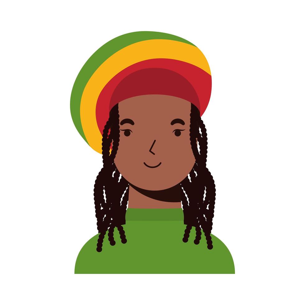 mulher afro-étnica usando personagem de chapéu jamaicano vetor