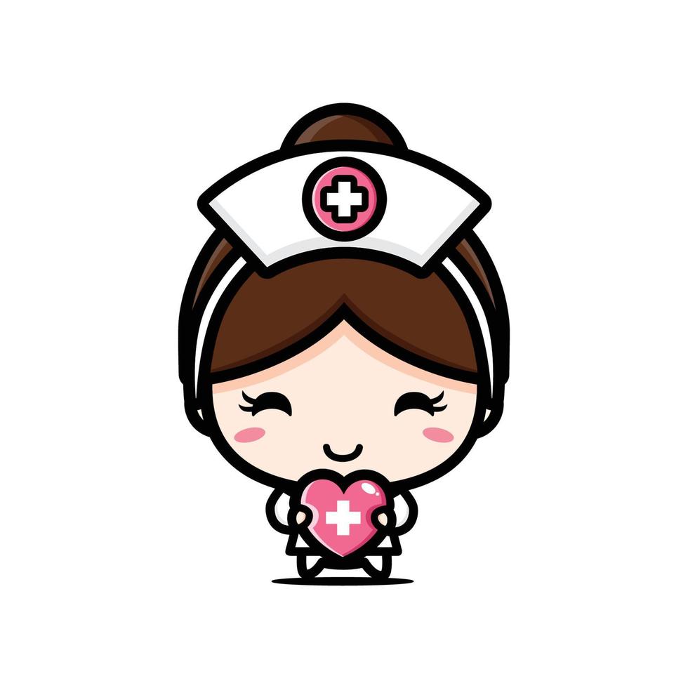 desenho de personagem mascote enfermeira fofa vetor