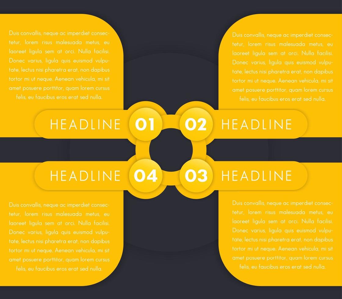 1,2,3,4, rótulos de etapas, modelo de linha do tempo, elementos de design de infográficos vetor