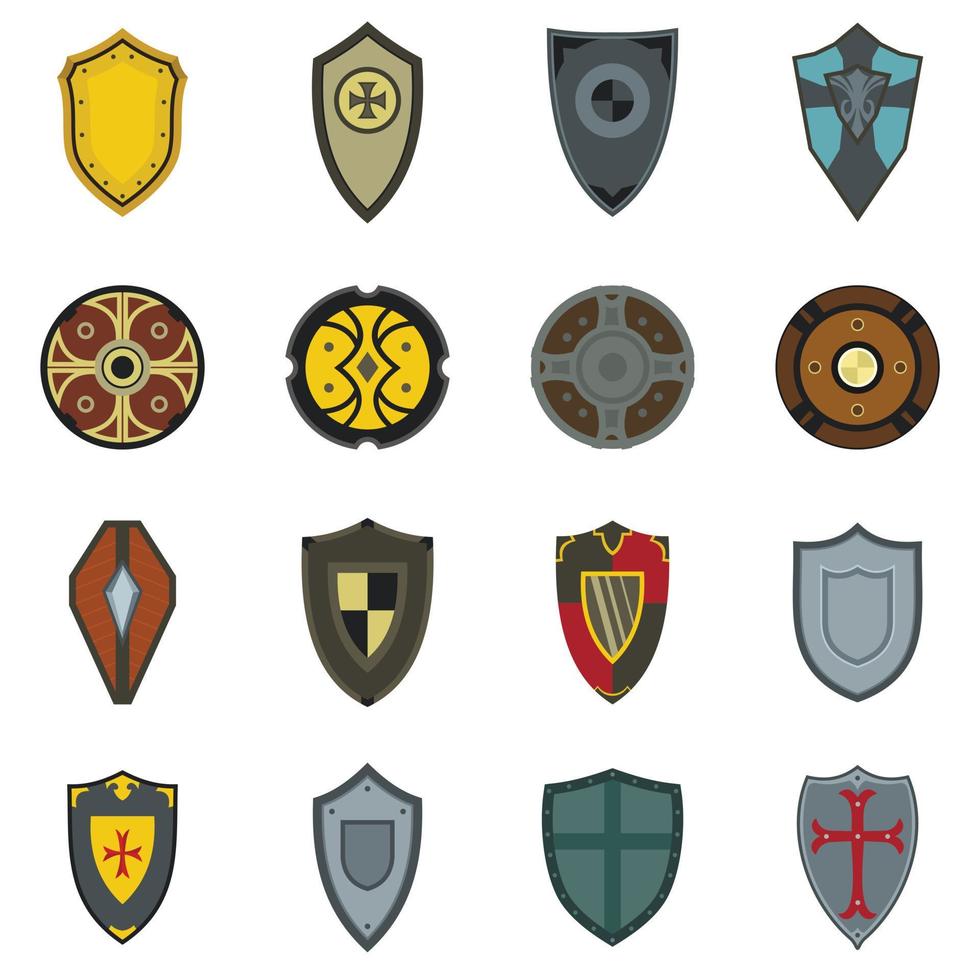 conjunto de ícones de escudos, estilo simples vetor