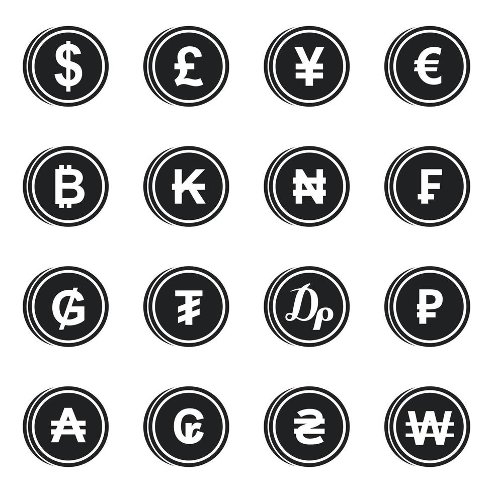 conjunto de ícones de moeda de diferentes países vetor