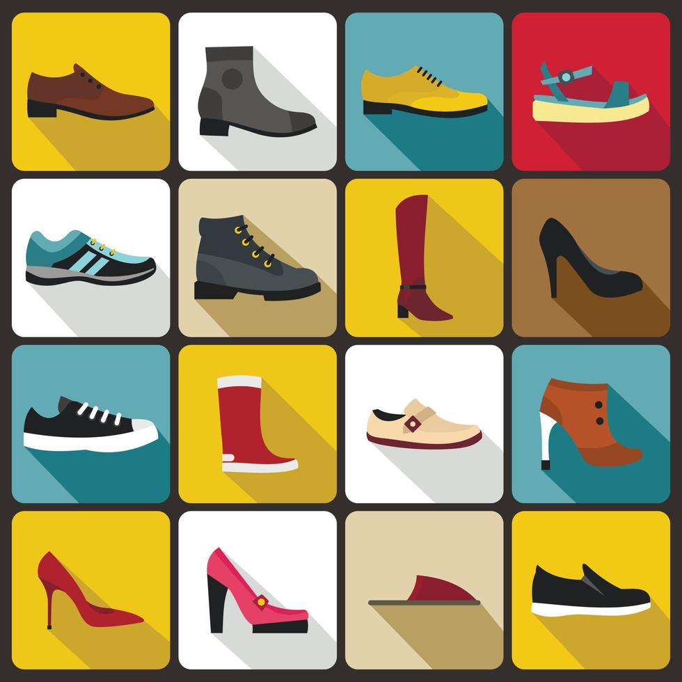 ícones de sapatos definidos em estilo simples vetor