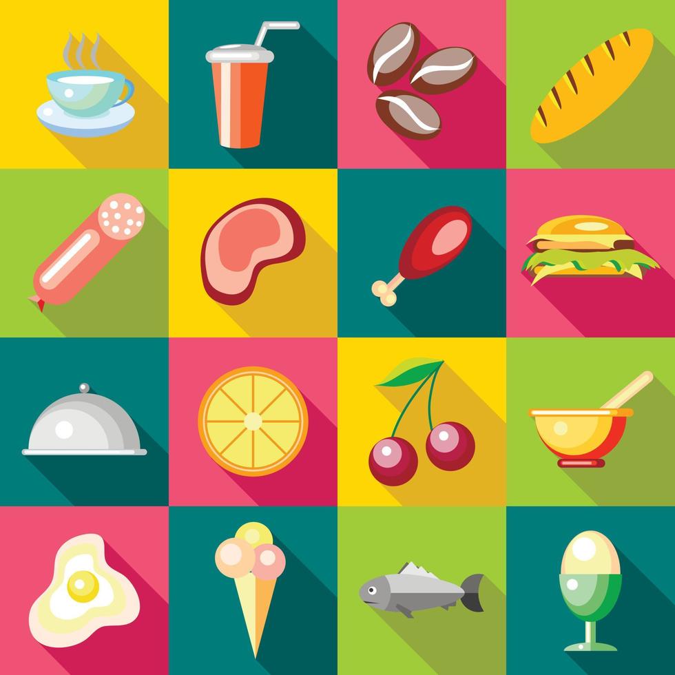 conjunto de ícones de comida, estilo simples vetor
