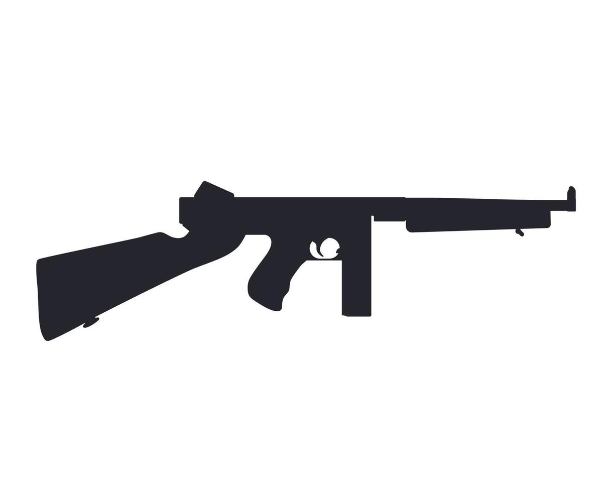 silhueta da metralhadora americana isolada no branco vetor