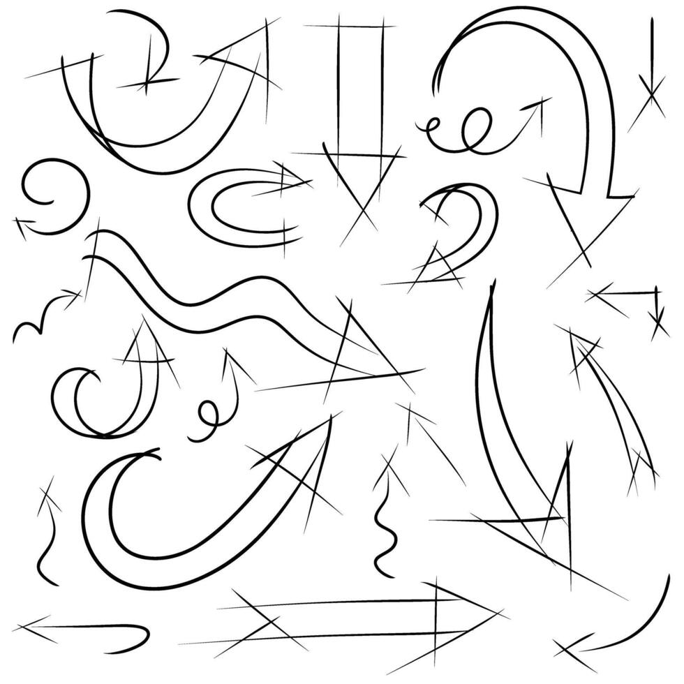 vetor conjunto do Setas; flechas dentro esboço estilo, mão desenhar